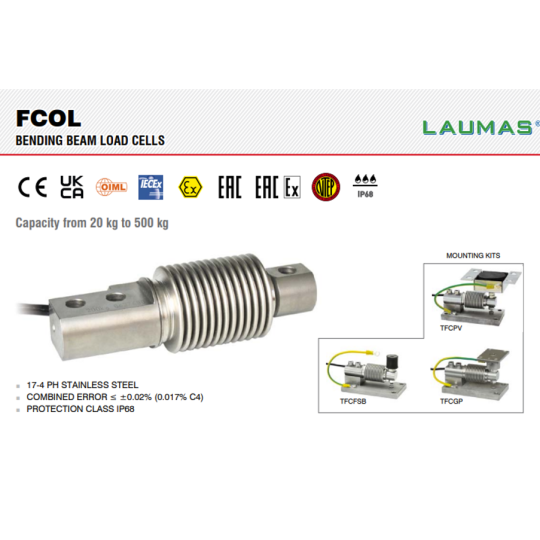 Cảm biến tải trọng  Laumas FCOL BENDING BEAM LOAD CELLS Model FCOL20 FCOL50 FCOL100 FCOL200 FCOL350 FCOL500