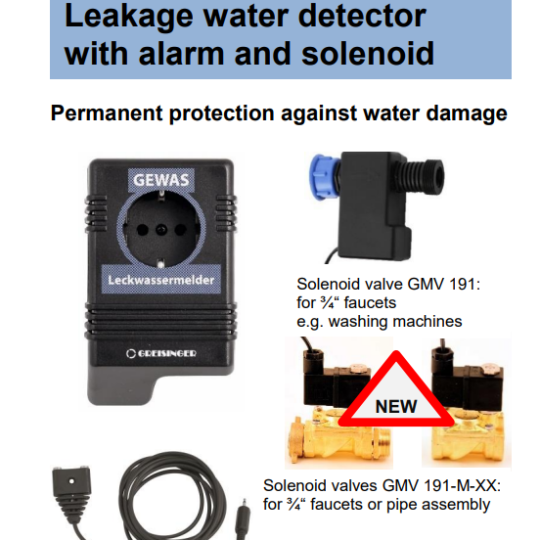 Thiết bị phát hiện rò rỉ nước có alarm Senseca GEWAS191-AN-GE	Leakage water detector with alarm 