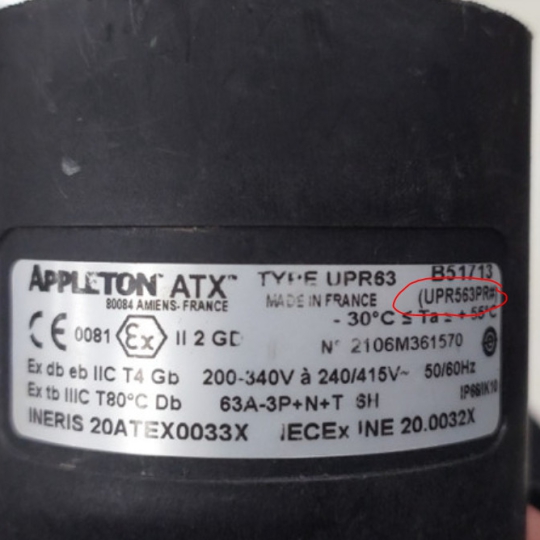 Phích cắm Appleton UPR563PR Type UPR63
